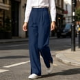 thumbnail image 6 of Tqcoqu Women's High Waist Wide Leg Dress Pants,Solid Pleated Split Hem Office Casual Trousers with Pockets, 6 of 9
