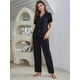 thumbnail image 1 of Pijamas para Mujer, Conjunto de Pijama Negro, Pijama de Manga Corta de 3 Piezas y Pantalones con Ropa Interior, 1 of 8