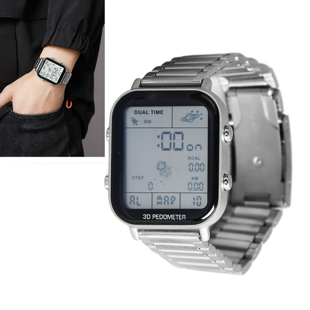 Reloj Digital LED Para Hombre, Correa De Acero Inoxidable, Reloj Electrónico Multifuncional, Fácil De Leer, Impermeable, Creativo Para Exteriores E Interiores