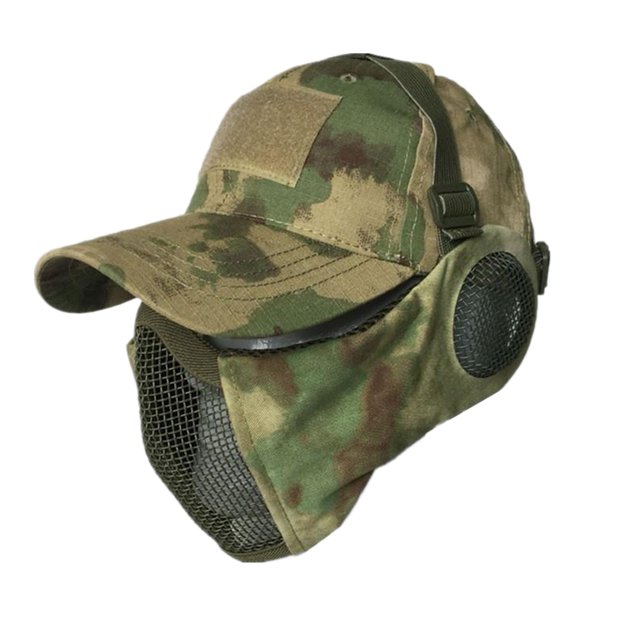Camping Hat Airsoft Face Guard with Hat Lightweight Breathable Ear Protection Tactical Face Camping Cosplay Prop