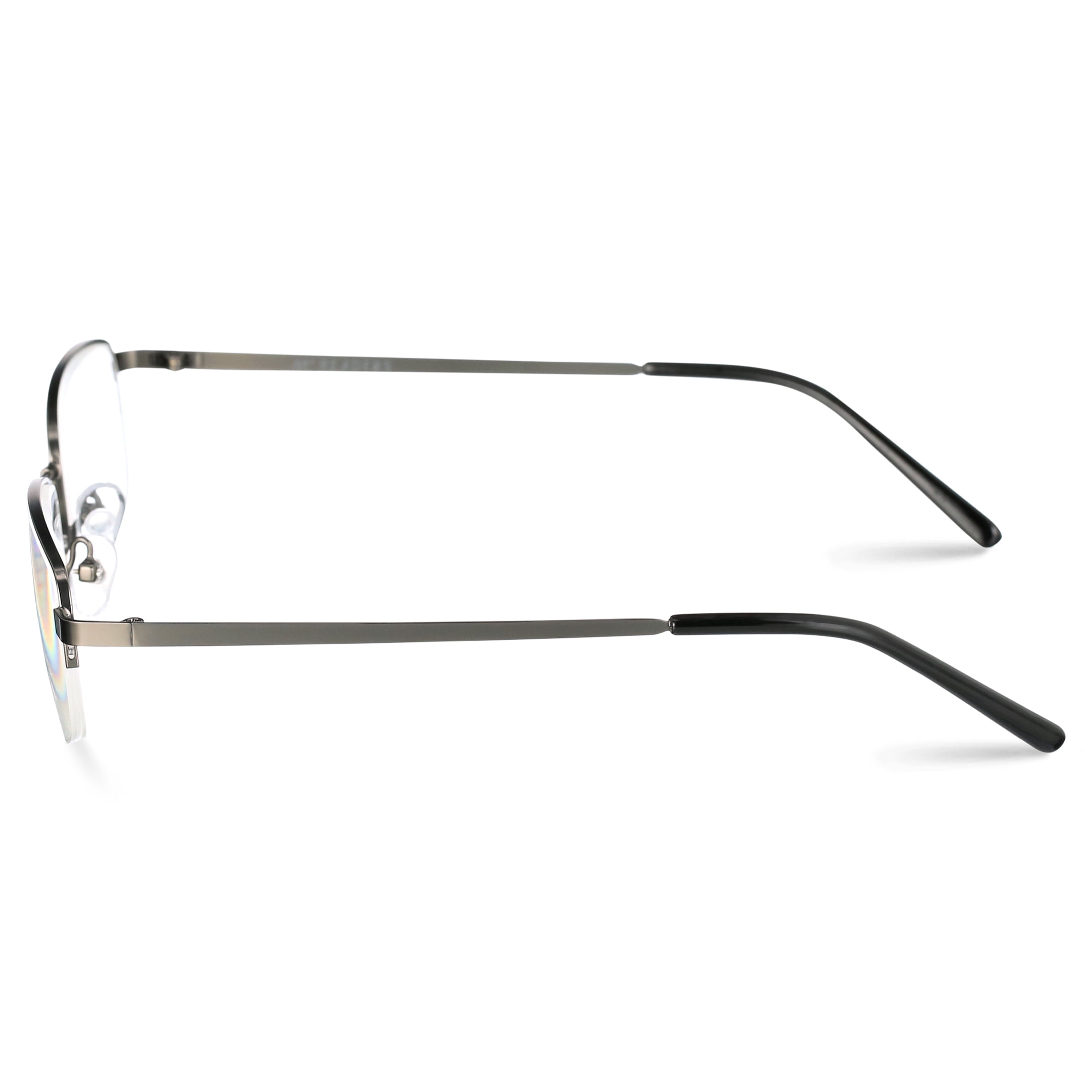 M+ Readers Memory Metal Keith +1.50 Rectangle Reading Glasses with Case, Dark Gunmetal
