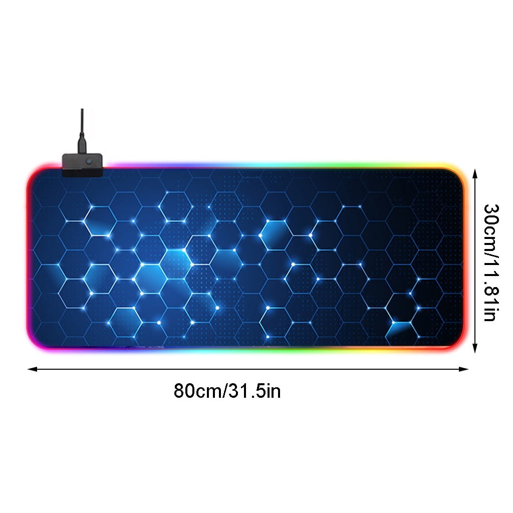 RGB Gaming Mouse Pad Waterproof Large Rubber Base Mouse Mat with 14 Types Light and Non-Slip Cool Mice Mat