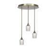 thumbnail image 1 of Empire 3 Light Cluster Pendalier In New Age Brass Finish With 9" Clear Textured Glass, 1 of 1