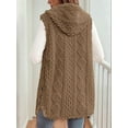 thumbnail image 6 of Fall Winter Women'S Double-Sided Fleece Casual Hooded Cardigan Vest Casual Oversized Warm Button Fleece Vest Brown M, 6 of 8