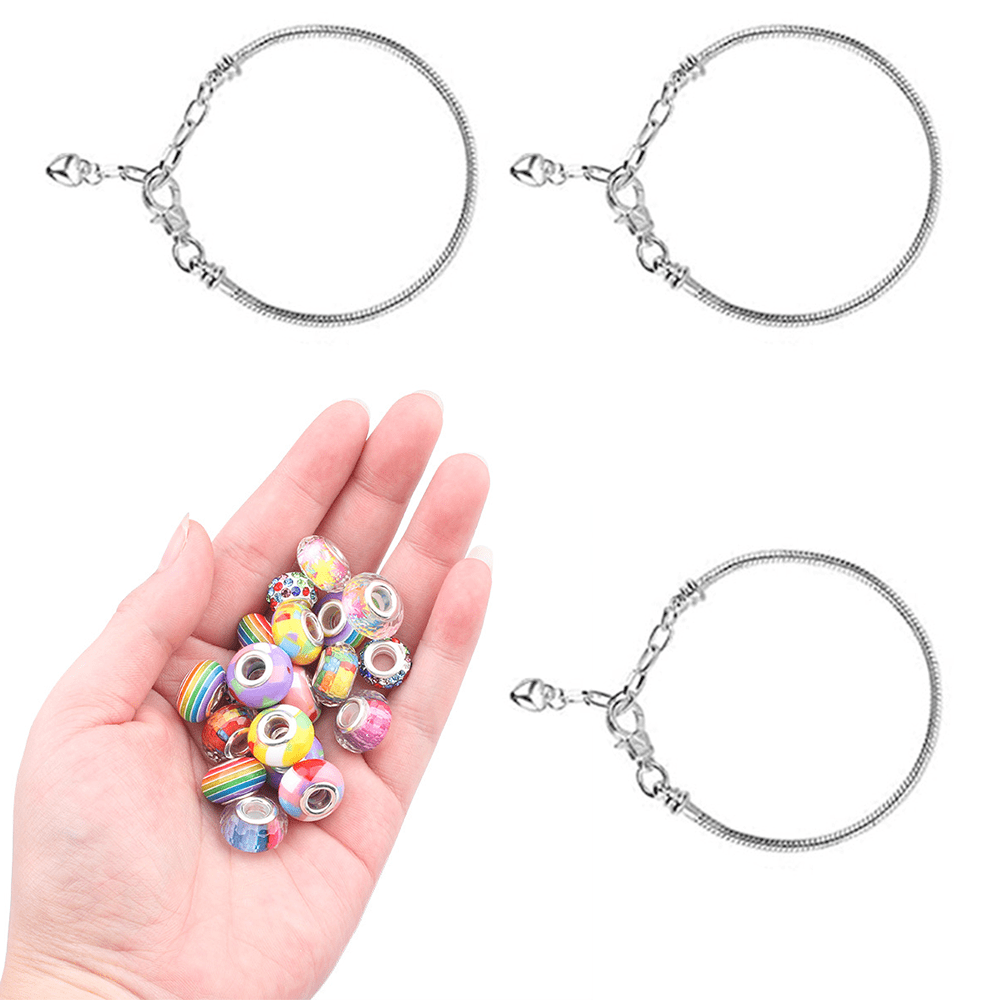 60 Pcs Bangle Bracelets Making Kit, Charm Bracelet Making Kit with Expandable Bangles, Charms, Jump Rings and Pliers for Jewelry Making Bangle Bracelets (with Gift Box )