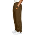 thumbnail image 2 of Men's Casual Straight-Leg Sweatpants Elastic High Waist Drawstring Casual Trousers with Side Slits Stylish Trendy Solid-Color Trousers Featuring a Leather Patch Brown 3XL, 2 of 6