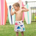 thumbnail image 4 of FORMRS Boys Swim Trunks Quick Dry Mesh Liner Boardshorts Sizes XS-XL, Green Retro Triangles, 4 of 7