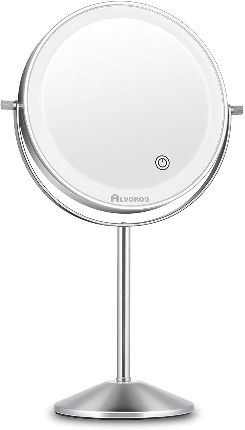 Alvorog 8" Standing Lighted Face Makeup Mirror with 3 Color Lighting