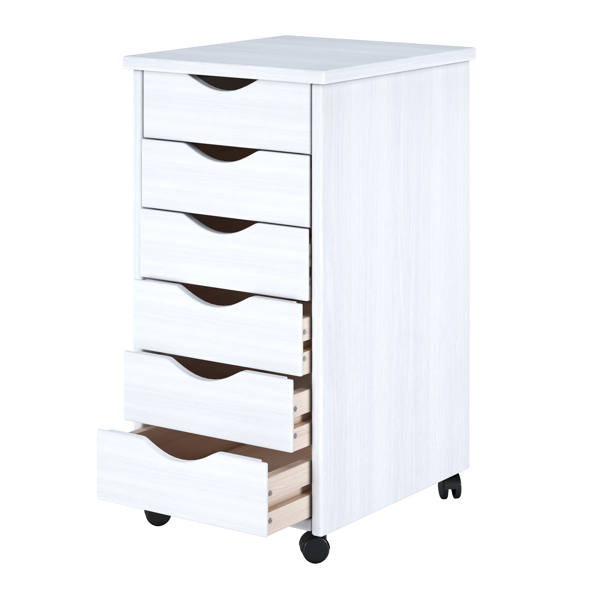 Adeptus Original Roll Cart, Solid Wood, 6 Drawer Roll Cart, White  (13.4" L x 15.4" W x 25.4" H) - image 2 of 9