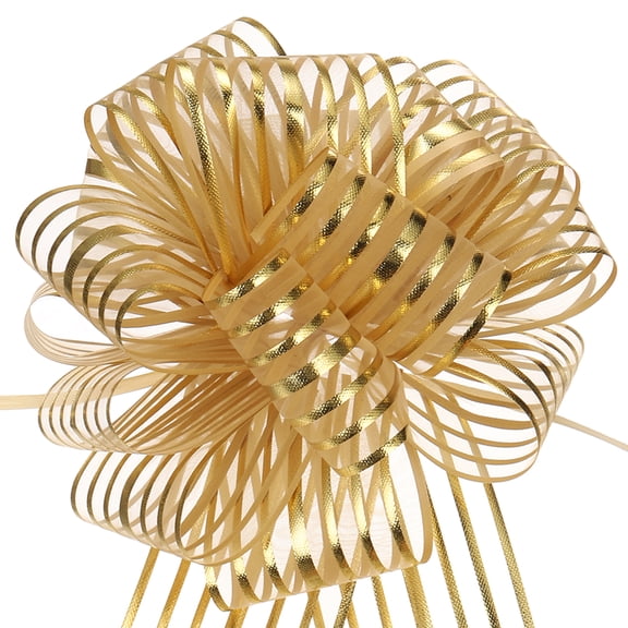 15pcs 8 Inch Organza Large Pull Bow Gift Wrapping Bows Ribbon Chiffon Yarn Gold for Christmas Valentine's Day