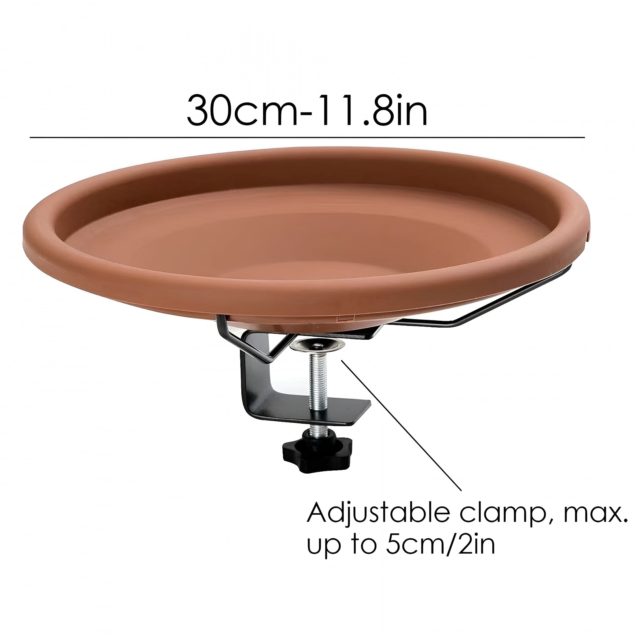 ACDANC 2026 New Decking Mounted Glass Bird Baths Bowl Spa with Adjustable Sturdy Steel Clamp and Solar Fountain Pump for Garden Patio Grass Yard Decks Railing Decoration