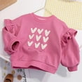 thumbnail image 2 of ibuvkizy Girls Sweaters,3-12 Years Children's Fashion Love Printed Lace Sleeve Sweatshirt Long Sleeve Round Neck Top/Shirt,Hot Pink, 2 of 9