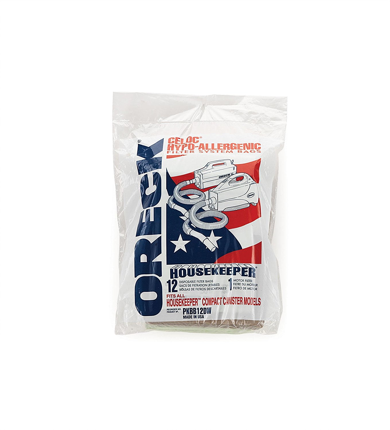 Pack of 12 Oreck Commercial PKBB12DW Super Compact Canister Advanced Filtration Disposable Bags