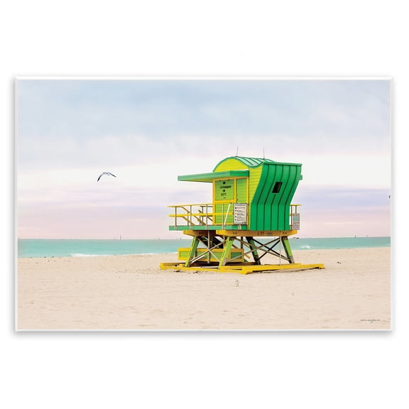 Stupell Industries Lime Green Lifeguard Hut Landscape & Nature Photography Unframed Art Print Wall Art, 15 x 10