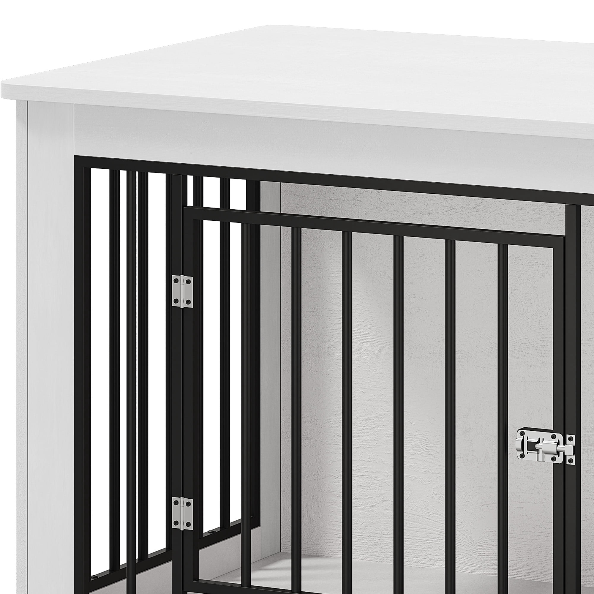 ModFusion 38" Iron and Wood Dog Cage Furniture – Stylish Pet Crate, End Table & TV Stand (Indoor Furniture)
