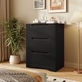 thumbnail image 2 of Aiho Black 3 Drawer Dresser, Modern Wood Chest with Anti-Tip Device & Recessed Handles for Bedroom Living Room, 2 of 11
