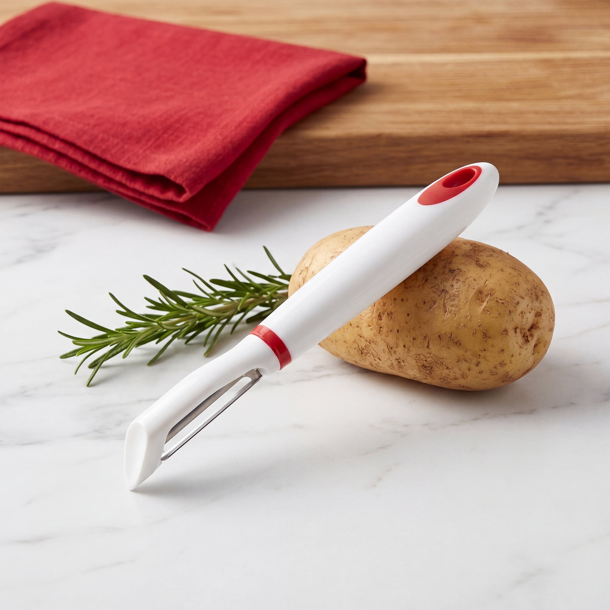 Unique Bargains Stainless Steel Durable Peeler with Ergonomic Handle Red 7.1" x 1.2"