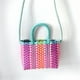 thumbnail image 5 of Verdant Touch Bolsa tejida de plástico colorido con asa de tira, pequeña, bonita bolsa cuadrada de moda para verano, playa, verde y rojo rosa, multicolor, 60_x_180_cm, 5 of 5