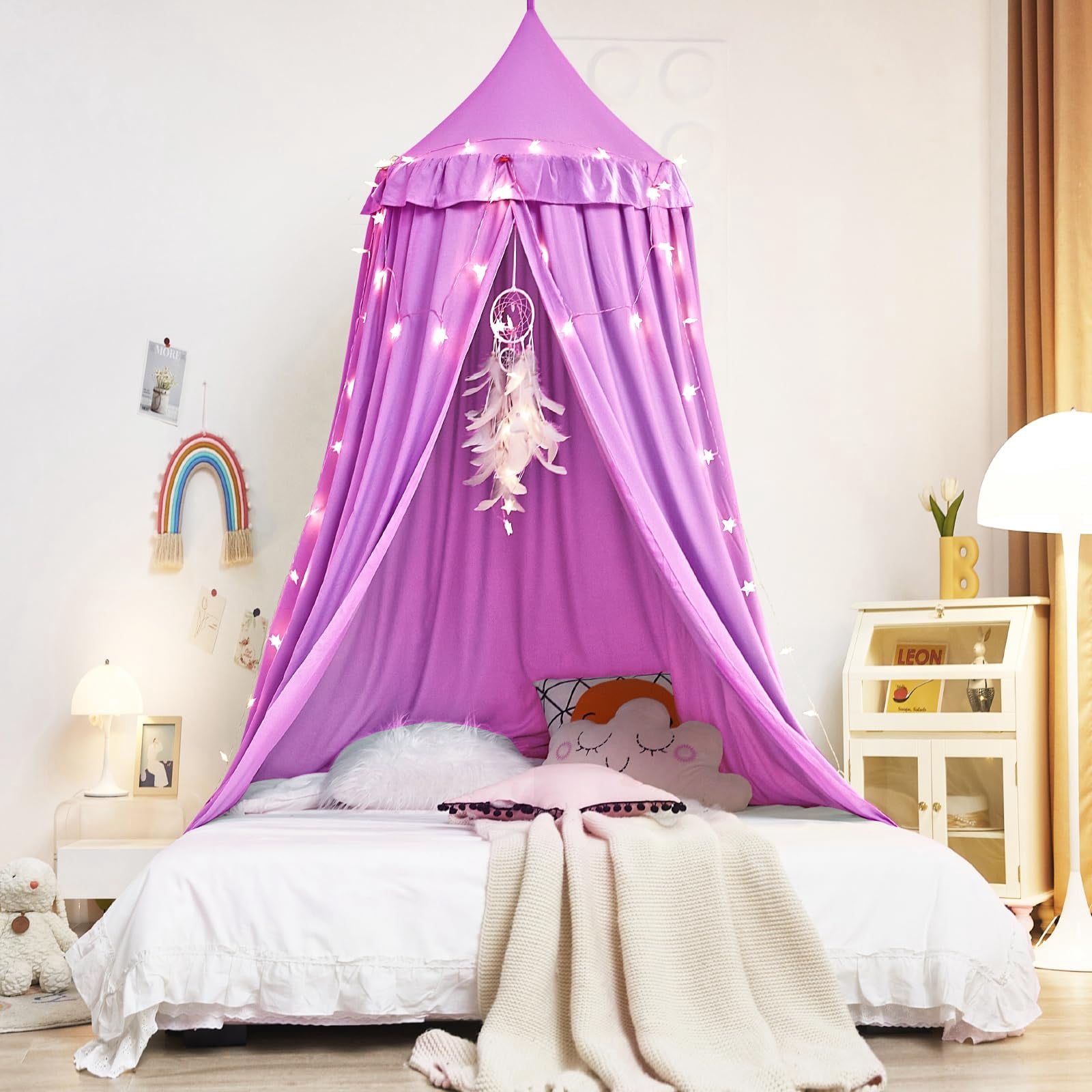 Decor For Bed  Soft Smooth Playing Tent Room Decoration Princess Castle Dreamy Mosquito Net Bedding Reading Nook Canopies In Home (purple)