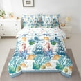 thumbnail image 2 of Feelyou Ocean Starfish Seahorse Bedding Comforter Set 7pcs, Kawaii Cartoon Seashell King Bedding Sets, Nautical Lighthouse Reversible Bed Sheets, Ultra Soft Bedroom Decor, 2 of 7