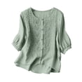 thumbnail image 5 of Wutalume Women's 3/4 Sleeve Button Down Top - Casual Cotton Blouse with Front Button Closure, 3/4 Sleeve Blouses for Women, Womens Summer Tops Lightweight,Mint Green M, 5 of 8