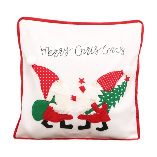 Funda de almohada navideña, funda de almohada suave, funda de almohada, decoración del hogar, cojín decorativo con 2 Papá Noel