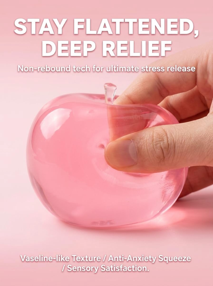Apple Squishy Semi Transparent Silicone Slow Rising Glass Gloss Finish Palm Size for Desk Display