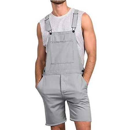 

Men s Summer Overalls Lightweight Cotton Casual Loose Solid Color