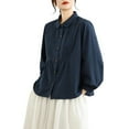 thumbnail image 1 of Blouse Femme Manches Longues Col Rond Blouses Chemises Col Bébé Chemise Manches Longues Blouses pour Femmes Habillées Décontractées Grande Taille, 1 of 5