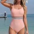 thumbnail image 5 of Odbmxy Swimsuit One Piece Women Racerback Summer Woman Bathing Suit Solid Color Pink Adjustable Tummy Control Bikinis, 5 of 5