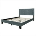 thumbnail image 6 of Castle Place Contemporary Corduroy Pleated Velvet Upholstered Queen Platform Bed, Light Blue, 6 of 8