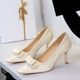 thumbnail image 3 of Women Square Toe Stiletto High Heels 7.5CM Silk Satin BowSexy Pumps Wedding Evening Party, 3 of 6