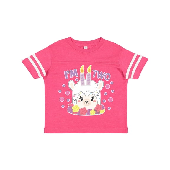 Inktastic I'm Two with Flowers and Cute Llama Cake Girls Toddler T-Shirt