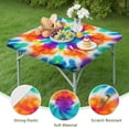 thumbnail image 4 of Colorful Rainbow Tie Dye Spiral Pattern Square Fitted Tablecloth with Elastic Edge,Square Table Cover,Washable Elastic Table Cover for Home Kitchen Party Decor 36"x36", 4 of 6