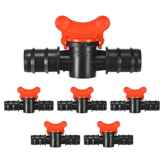 Uxcell 6-Pack Barbed Ball Valve, for 1 Inch Drip Tubing In-Line Ball Valve Shut-Off Switch Locking Fitting Drip Irrigation Valve