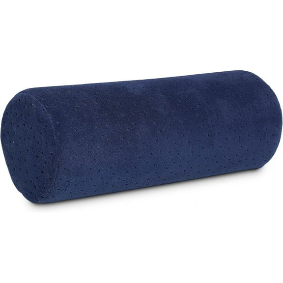 AllSett Health Round Bolster Pillow with Removable Washable Cover || Ideal for Spine and Neck Support, Navy
