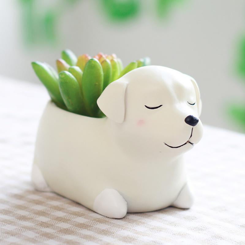 Home Desk Decor Cute Puppy Dogs Flower Vase Resin Planter Succulents Flower Pot 