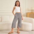 thumbnail image 2 of BOOMNY Girl's Baggy Capri Pants Wide Leg Jogger Pants for Kids Trendy Elastic Waist Solid Lightweight Trousers With Pockets, 2 of 7