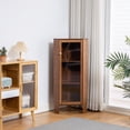 thumbnail image 3 of BALANBO Bamboo Bookshelf Kitchen Cabinets with Doors and Shelves Bookcase Cubes Display Cabinets Multifunctional Storage Display Rack for Home Office Living Room Kitchen Décor（ 3-Tier）, 3 of 7