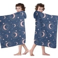 thumbnail image 4 of Blue Pink Moon Star Planet Pattern Hooded Bath Towel，60"x35" for Ages 3 To 12 Kids, Quick Dry Lightweight Soft Microfiber Hood Beach Towel Cover Up for Kids, 4 of 7