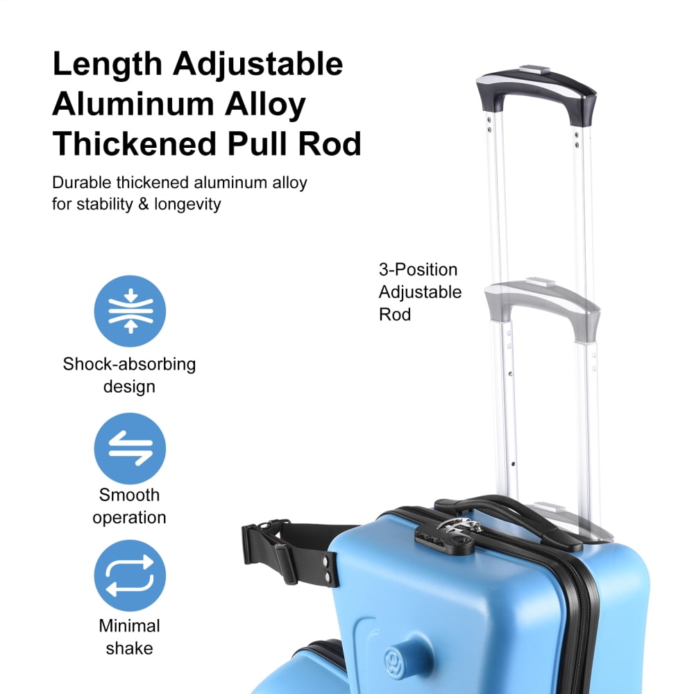 Kids Ride on Luggage, Toddler Luggage Seat Ride on, Kids Travel Suitcase with Safety Belt, Scooter Suitcase for Kids Ages 6-12 (20“ Blue)