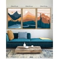 thumbnail image 3 of SHENIFY large 24x36in3pcs Natural Framed Set Watercolor Mountain Range Boho Landscape Wall Art Forest Nature Wilderness Farmhouse Rustic Modern Art Decorative for Living Room Bedroom, 3 of 6