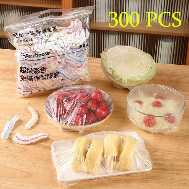 Xihbxyly Cubiertas Elásticas para Alimentos, Juego de 300 Unidades, Tapas Reutilizables, Bordes Elásticos, Aptas para Tazones y Platos, Almacenamiento En La Cocina, Conservación de Alimentos, Multius