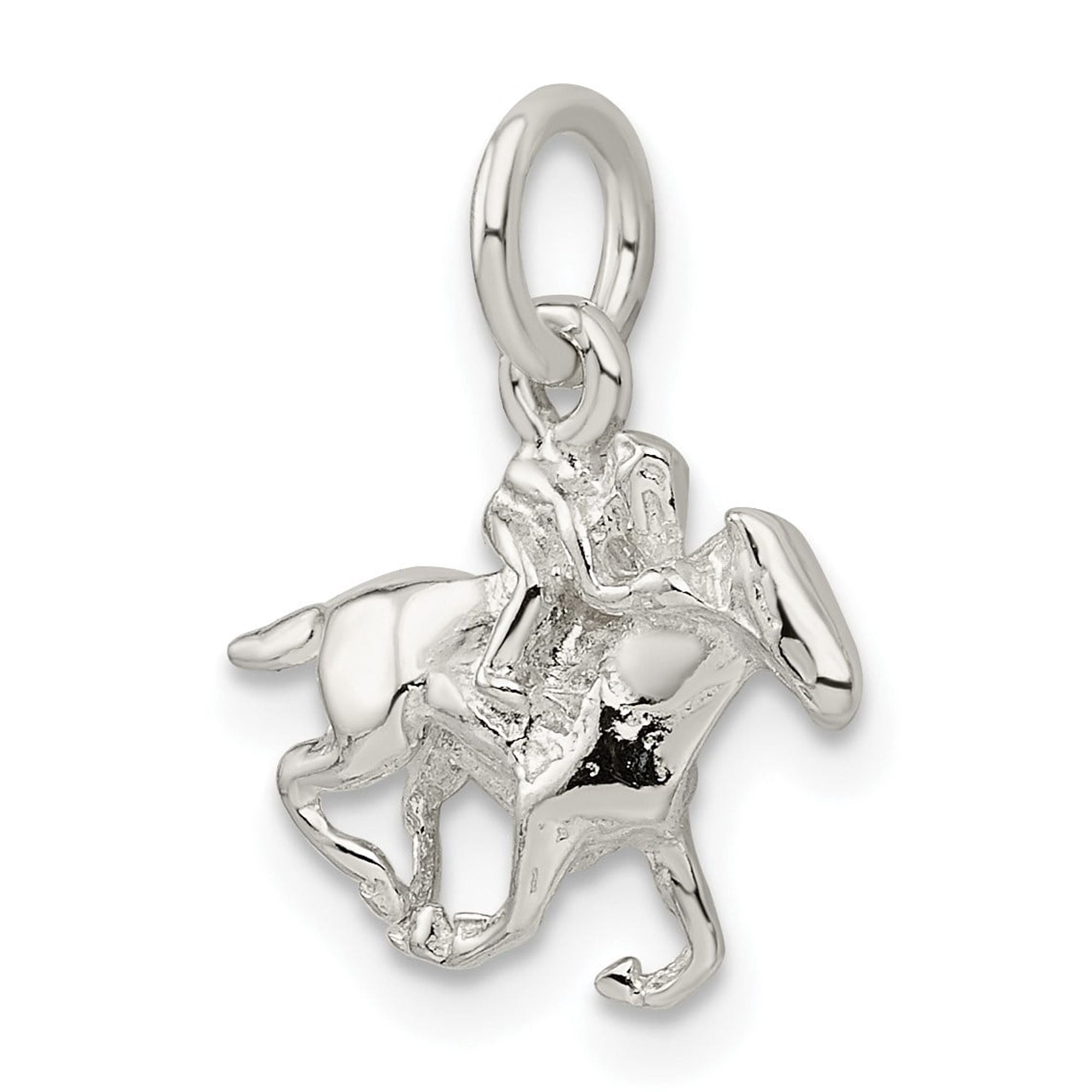 Sterling Silver Horse and Rider Pendant for Women, Western Equestrian Style Necklace with Galloping Jockey Motif, Symbolic Racing and Horseback Riding Jewelry