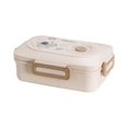 thumbnail image 4 of Hvmvliv Lunch Box,Partition Bento Box,Microwave Safe,Sealed Leak-Proof for Office Workers,3 Compartments,Includes Fork and Spoon,Size:8.07X5.51X2.68in Khaki, 4 of 4