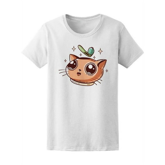 Cute Funny Kawaii Eyes Cat T-Shirt Women -Image by Shutterstock, Female XX-Large