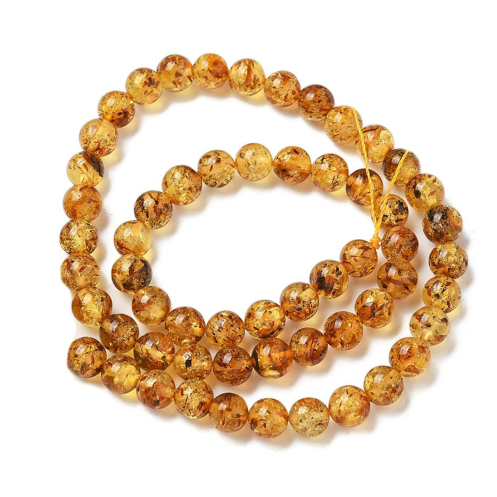 Natural Amber Beads Strands Round 6mm Hole: 1mm about 63pcs/strand 14.88''(37.8cm)