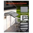 thumbnail image 4 of Door Awning 38 x 40 inch, Front Door Canopy Polycarbonate, Rain Snow Sun Protection, Exterior Window Awnings with Brackets, Porch Patio Overhang - Smoky Gray, 4 of 9
