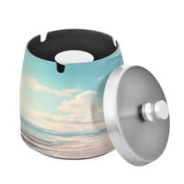 ALAZA Cigar Ashtray with Lid Retro Palm Beach Ash Tray for Cigarettes Smokeless Ashtrays