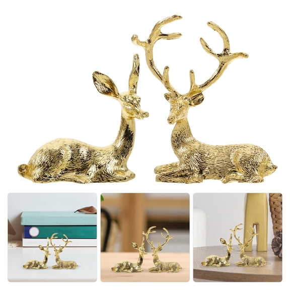 YEAHIBABY 2Pcs Reindeer Resin Figurine Desktop Decor Modern Home Reindeer Accent